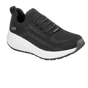 Brand New black bobs by sketchers memory foam sneakers stretch fit white sole